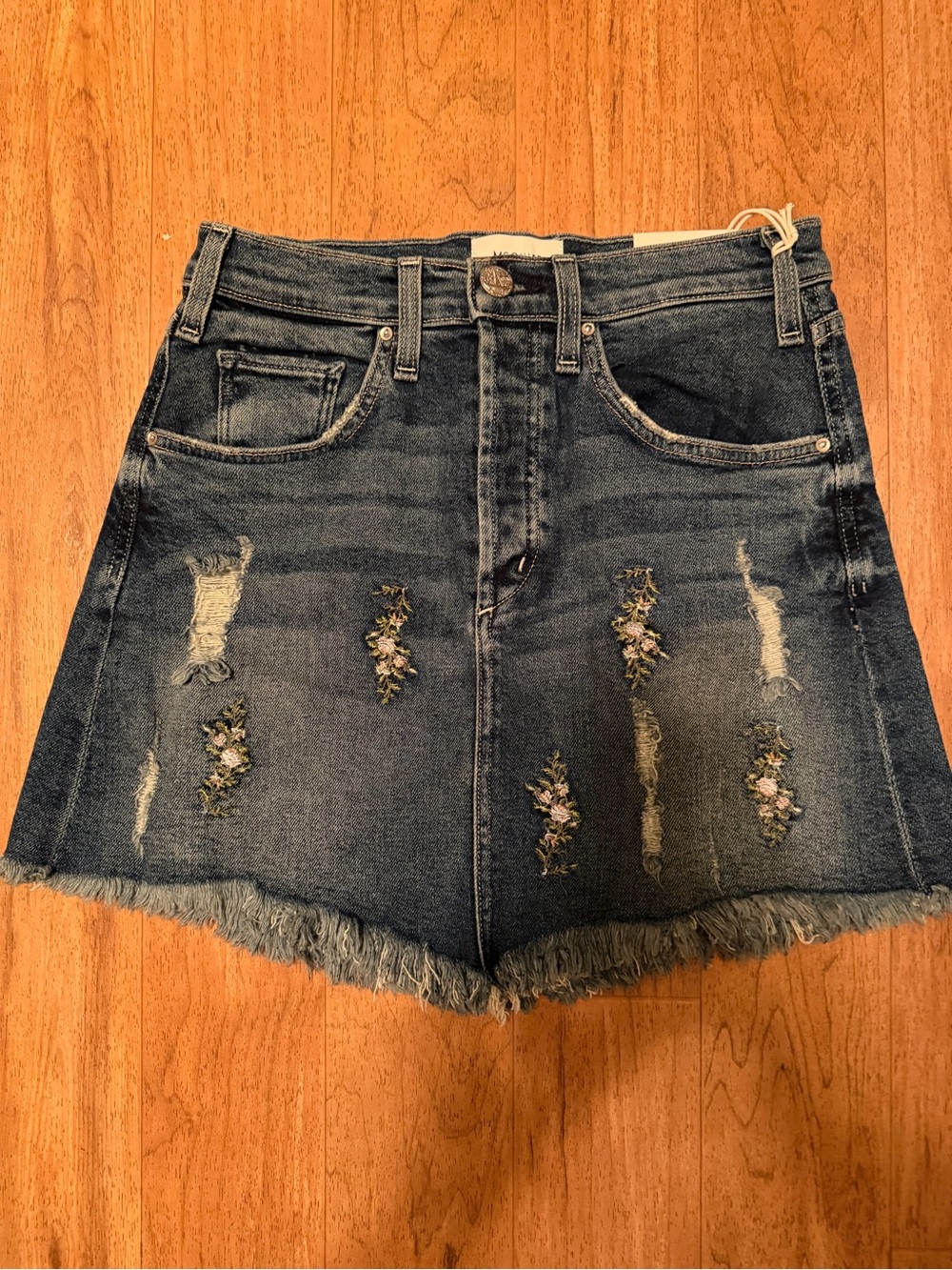McGuire Denim Embroidered Mini Skirt